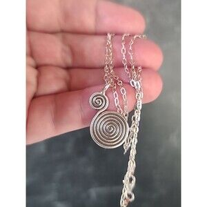 Italian 925 Sterling Silver Swirl Pendant Necklace Vintage